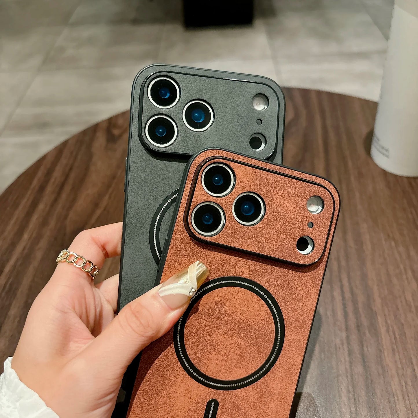 Magnetic Leather iPhone Case - All-Round Camera Protection