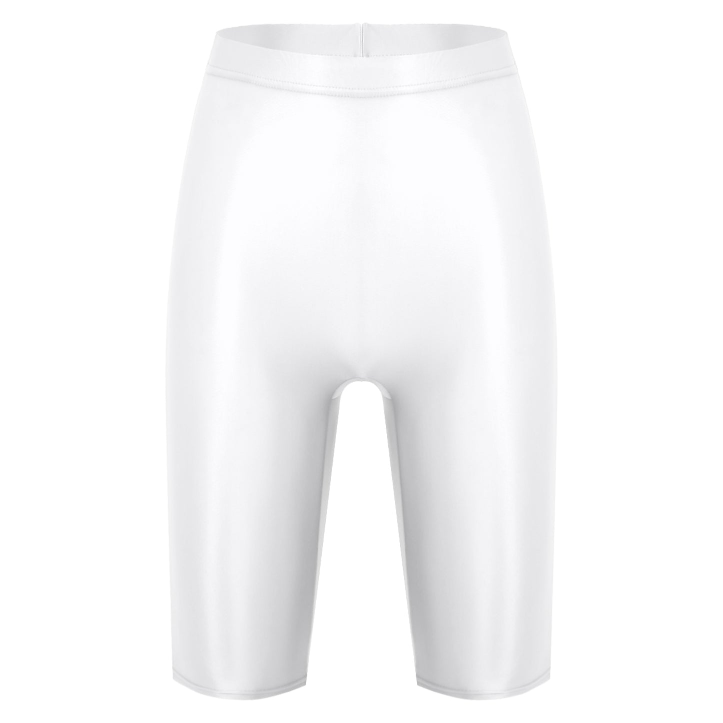 Women's High Waist Swim Shorts - Glossy Athletic Leggings Swimwear