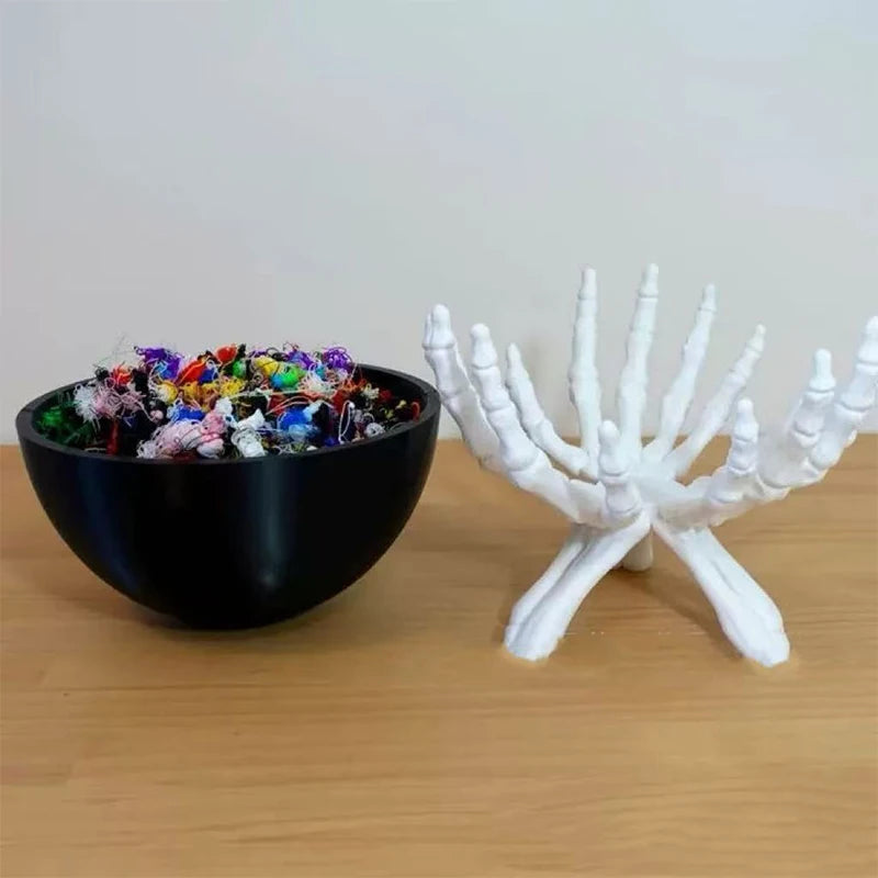 Halloween Candy Bowl - Gothic Skeleton Hands Storage Holder