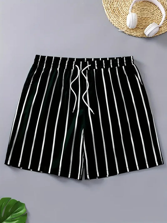 Men's Lightweight Stripe Swim Shorts - Quick Dry Breathable Beach Shorts