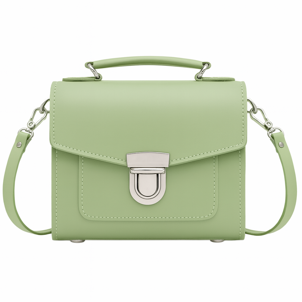 Handmade Leather Sugarcube Handbag – Sage Green