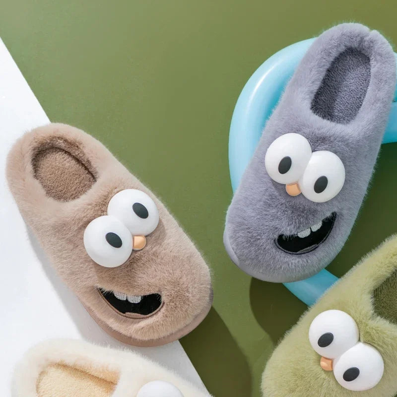 Funny Cartoon Winter Slippers - Men's Platform Slides