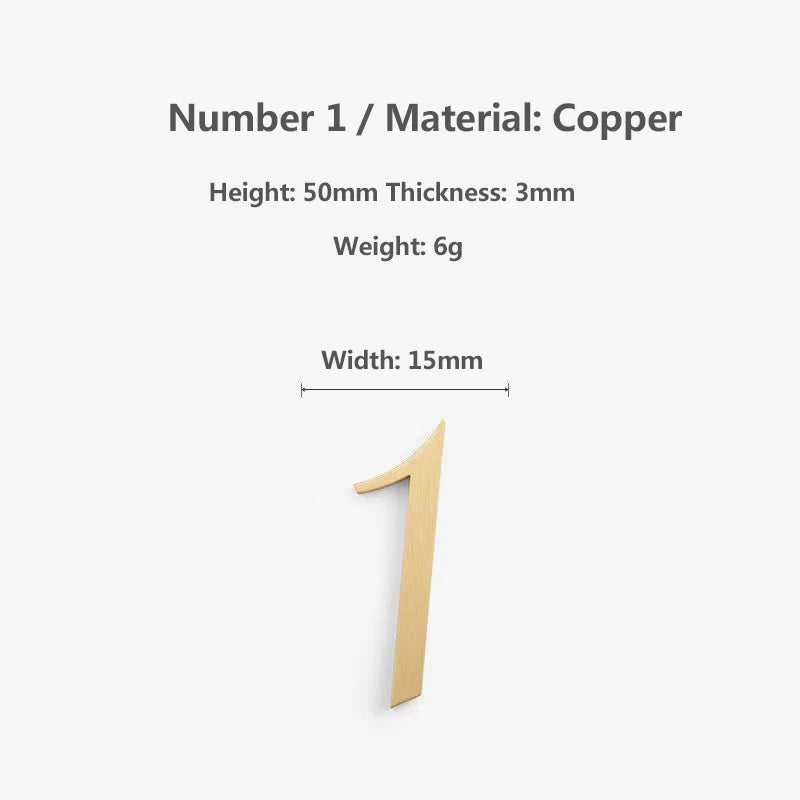 Nordic Retro Brass Address Numbers - Antique Copper House Number Signs