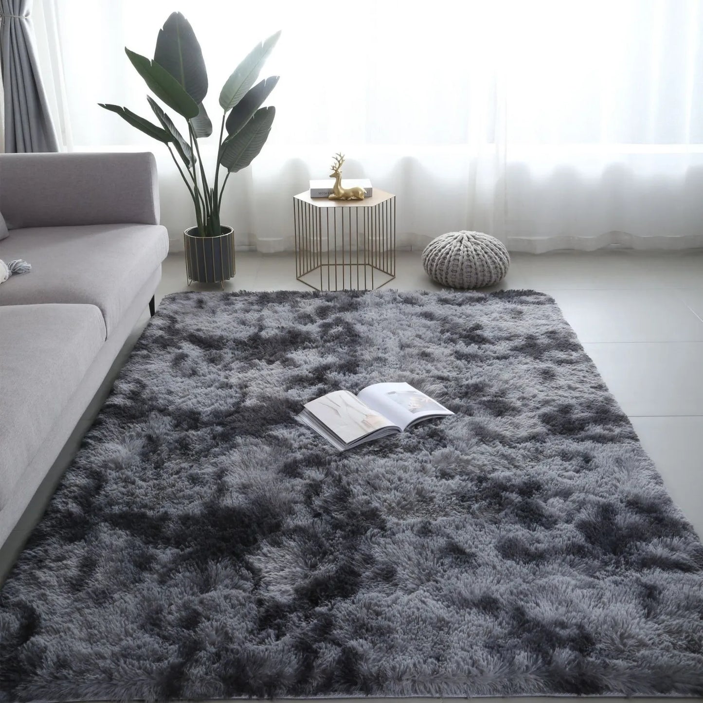 Tie-Dye Fluffy Carpets - Warm Plush Floor Mats for Kids