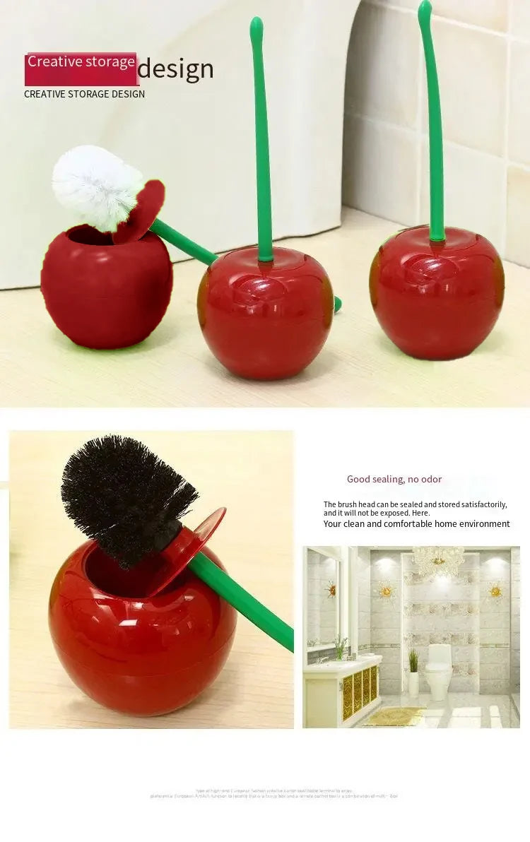 Cherry Shape Toilet Brush Set - Creative Bathroom Accessories