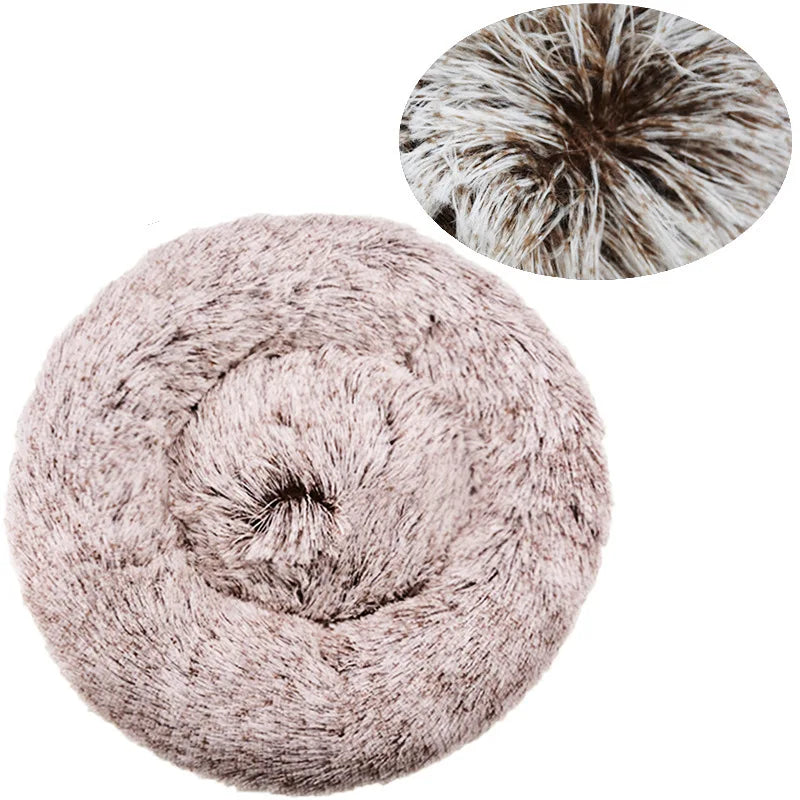 Round Plush Pet Bed - Super Soft for Large Dogs & Cats