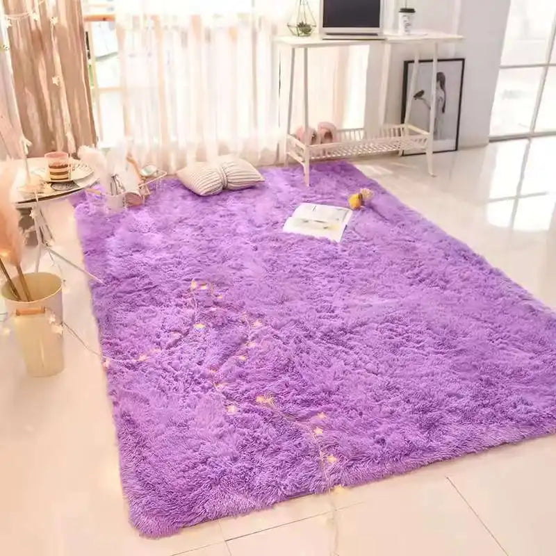 Tie-Dye Fluffy Carpets - Warm Plush Floor Mats for Kids
