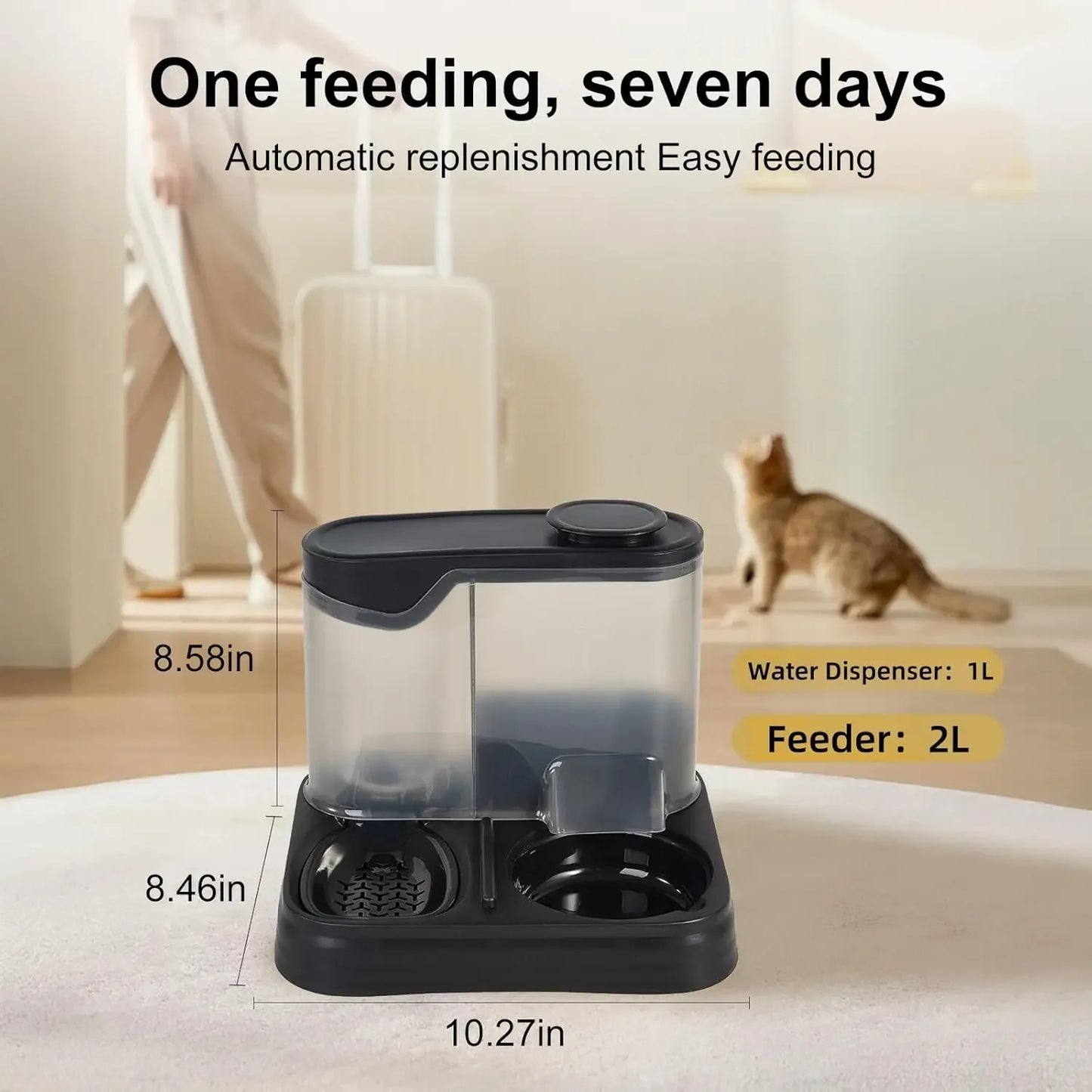 Automatic Cat & Dog Feeder - 2-in-1 Food & Water Dispenser