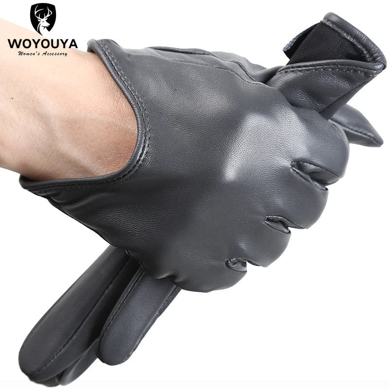 Guantes de cuero de moda para mujer: mitones cálidos de invierno