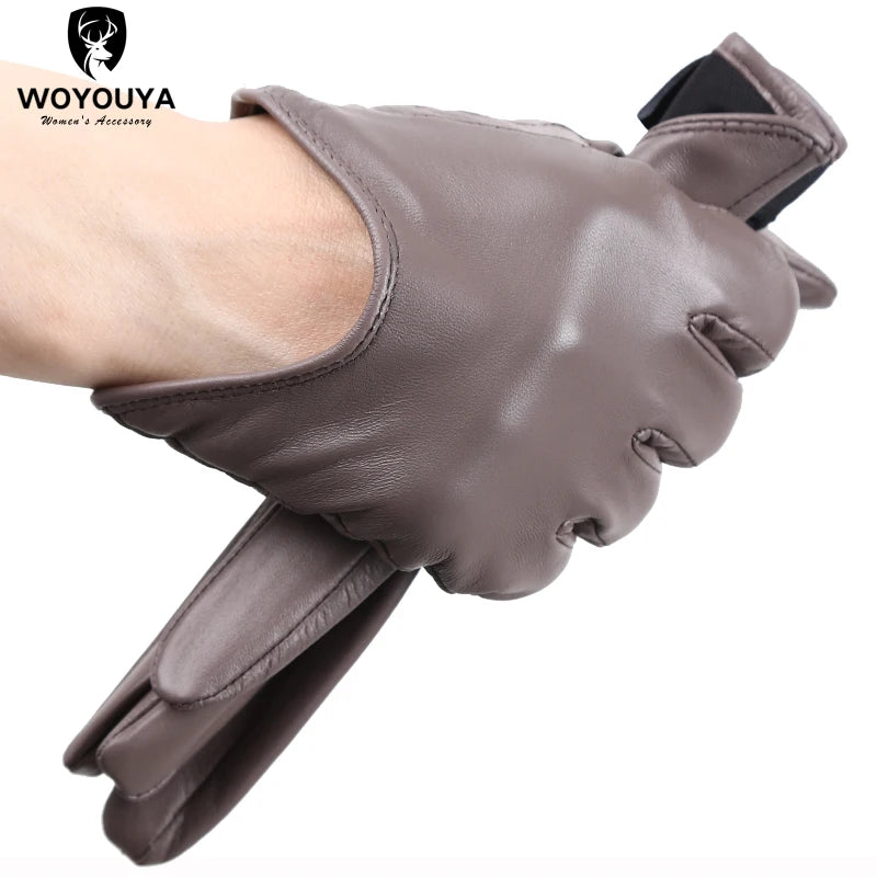 Guantes de cuero de moda para mujer: mitones cálidos de invierno