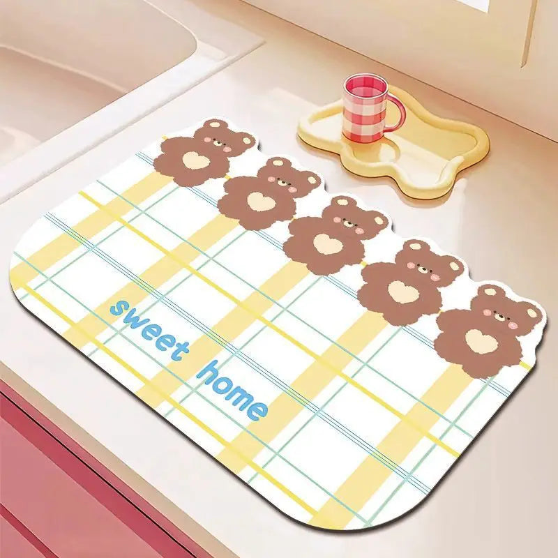 Kitchen Water Draining Mat - Heat-Resistant Quick-Dry Table Mat