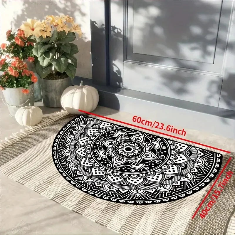 Crystal Velvet Boho Half Round Carpet - Non-Slip Door Rug