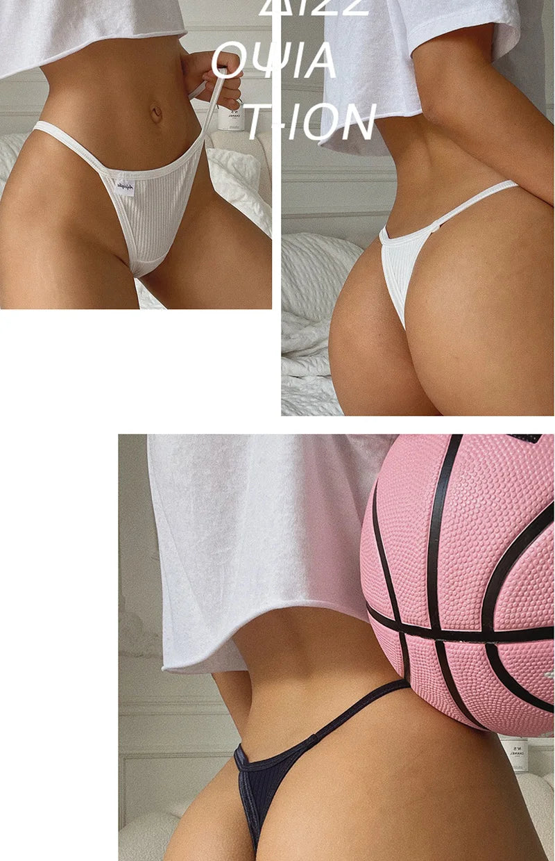 Women's Cotton Sports Thong - Breathable Lingerie