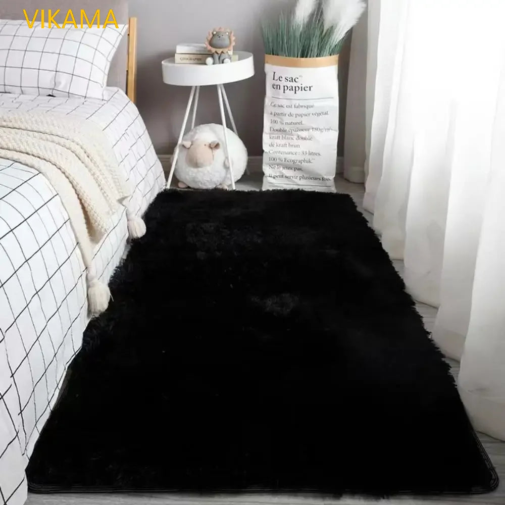 Silk Wool Solid Color Rug - Luxury Non-Slip Washable Mat