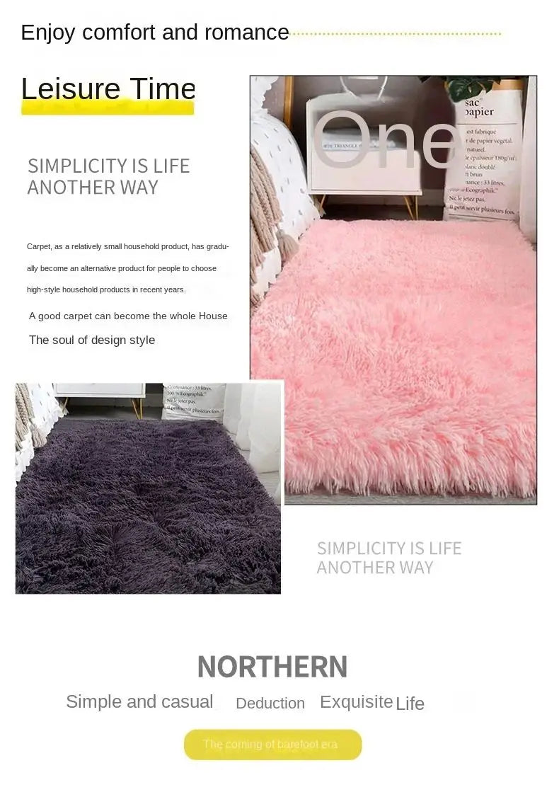 Silk Wool Solid Color Rug - Luxury Non-Slip Washable Mat