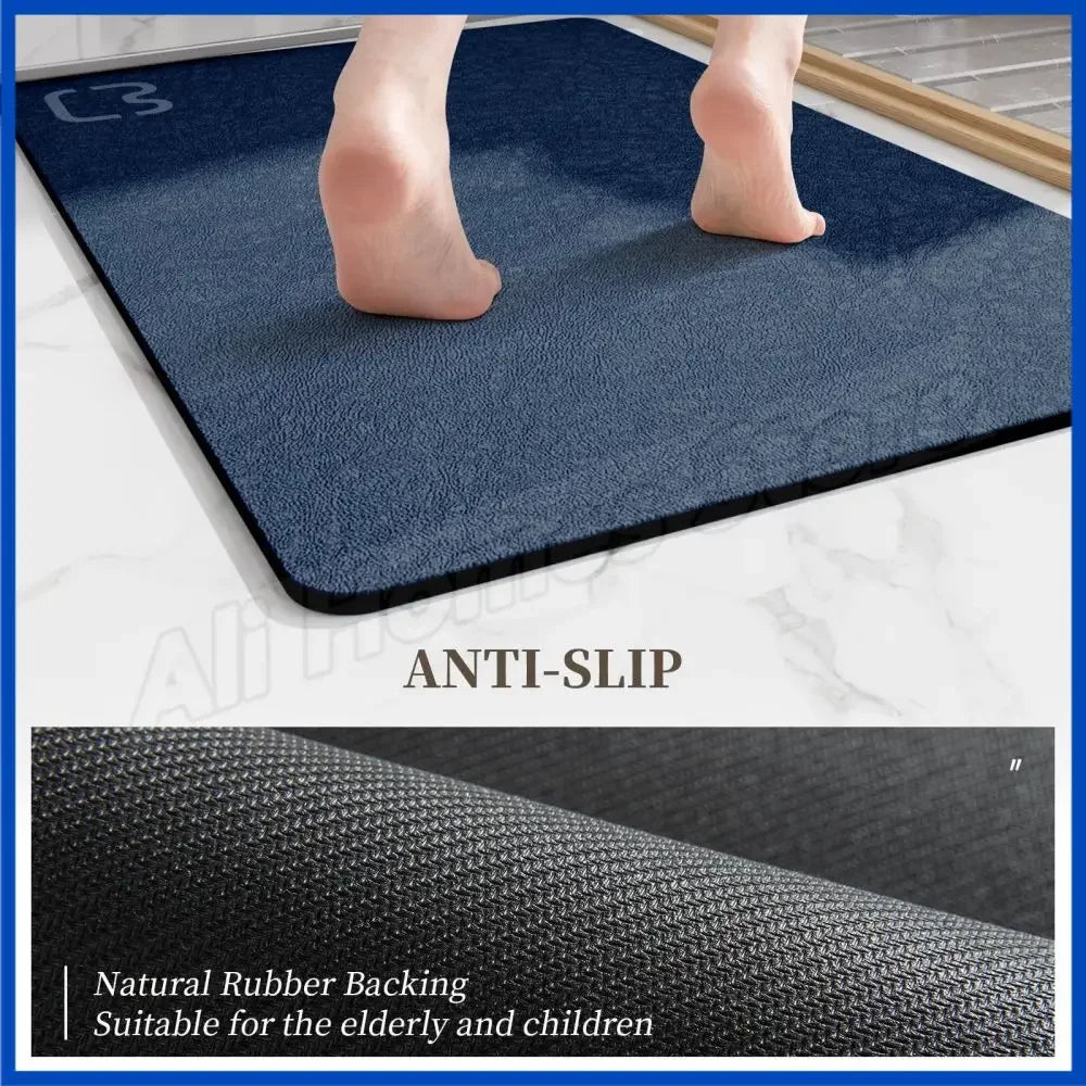 Premium Diatomite Stone Bath Mat - 3.5MM Thick Super Absorbent
