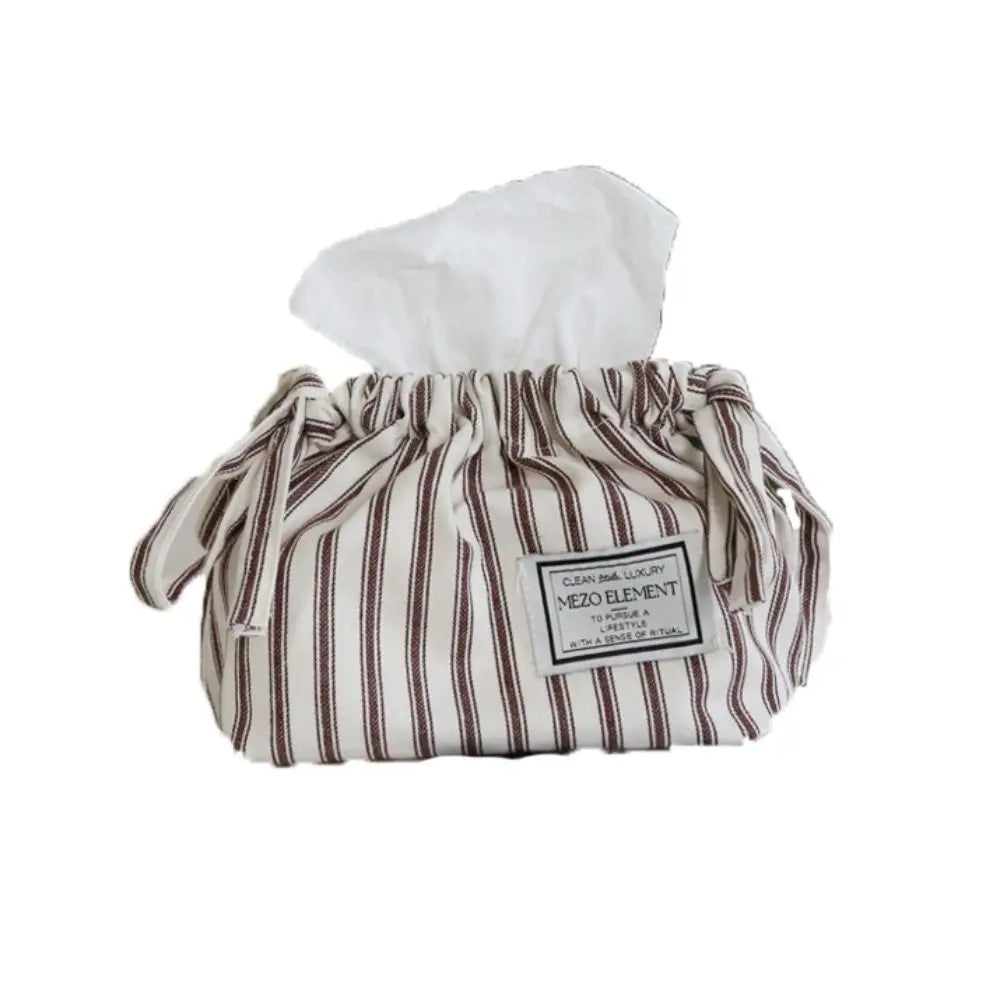 Cotton Drawstring Tissue Bag - Korean Style Storage