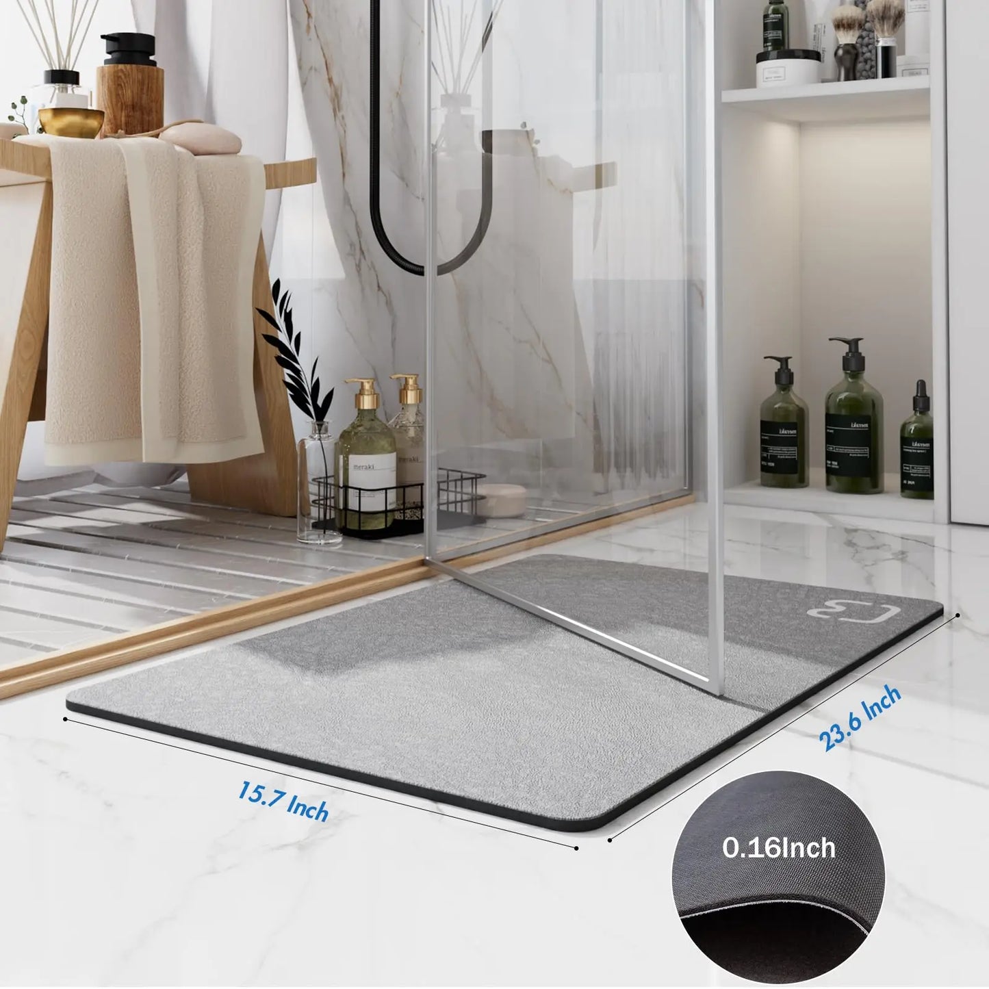 Premium Diatomite Stone Bath Mat - 3.5MM Thick Super Absorbent