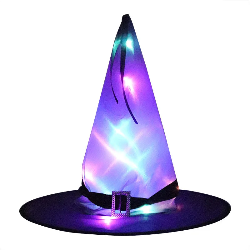 LED Halloween Witch Hat - Flashing Light Starry Sky Decoration
