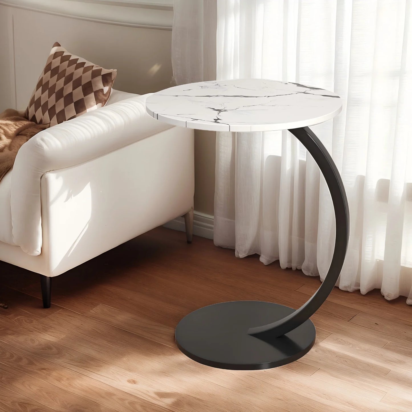 Light Luxury Round Side Table - Modern Metal Coffee Table