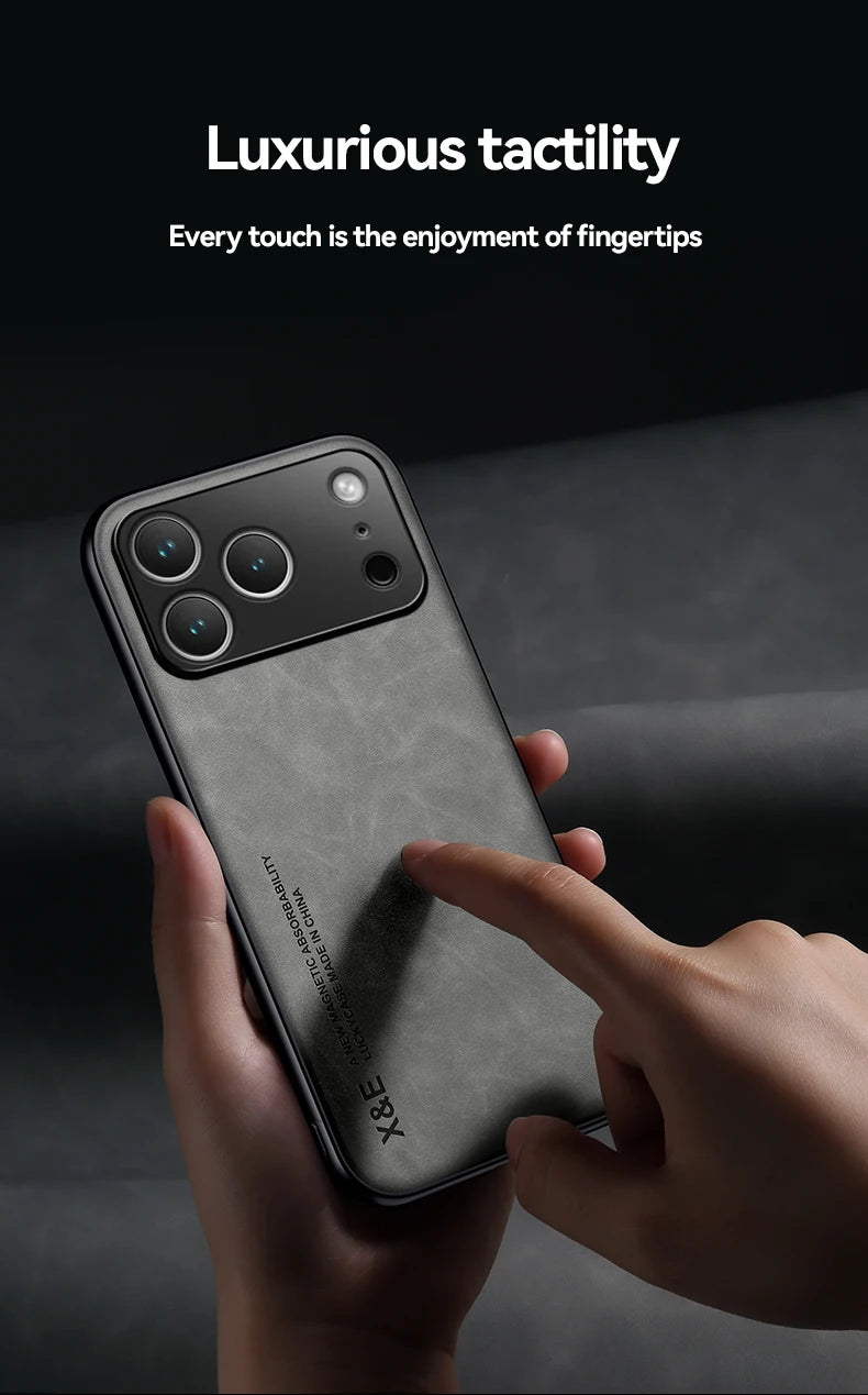 Luxury Leather iPhone Case - Magnetic Car Holder Compatible