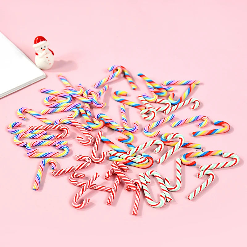 Mini Candy Cane Christmas Decoration - Red White Resin DIY Crafts