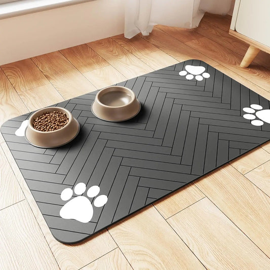 Pet Feeding Mat - Waterproof Absorbent Placemat for Food & Water Bowls