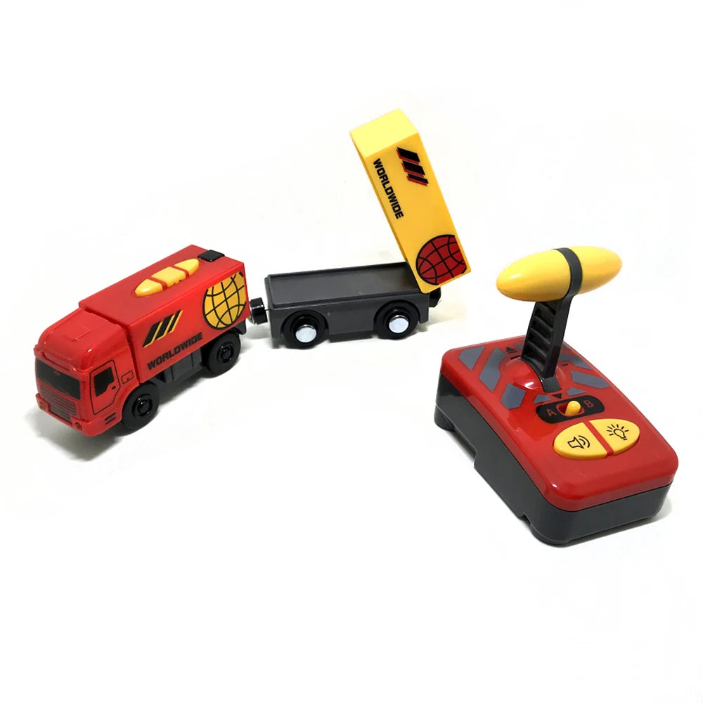 Remote Control Electric Train Toy - Wooden Track Compatible Set