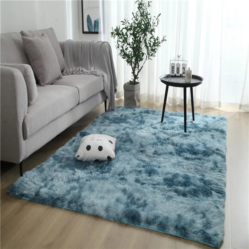 Tie-Dye Fluffy Carpets - Warm Plush Floor Mats for Kids