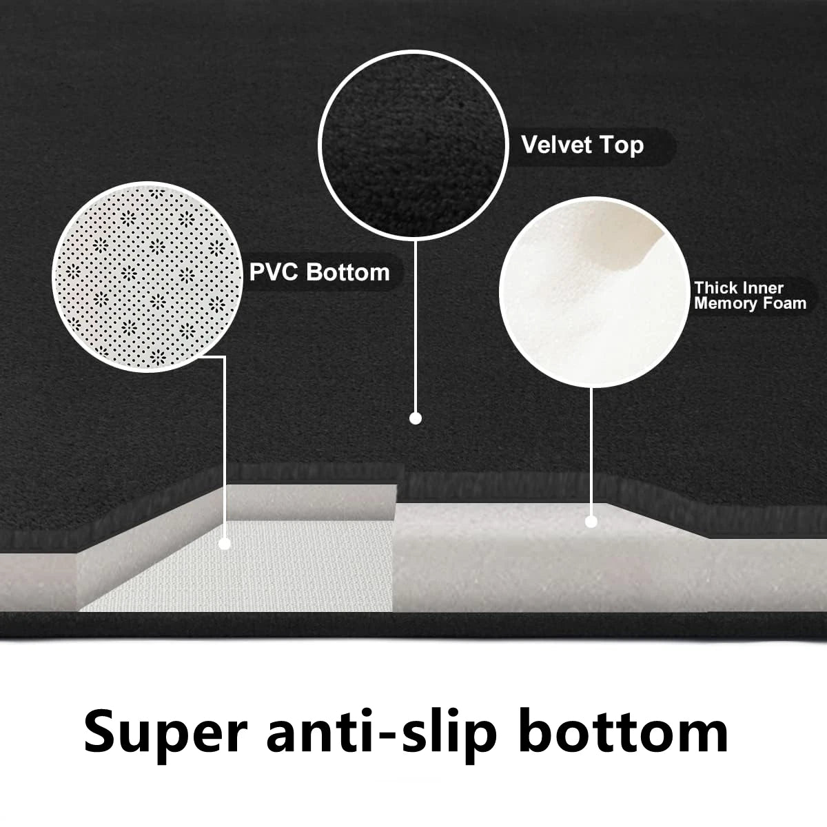 Water Absorbent Long Hair Bath Mat - Anti-Slip Floor Mat