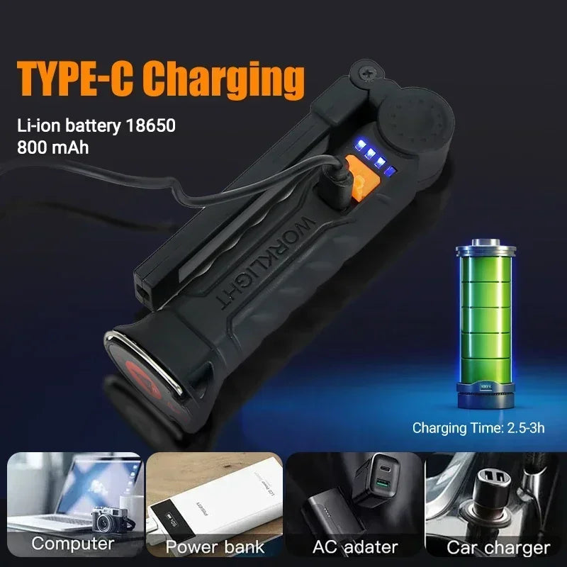 Lampe de travail magnétique - Torche LED rotative à 360°