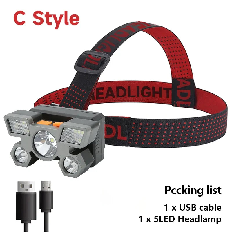5 LED Rechargeable Headlamp - Hands-Free Adventure Light