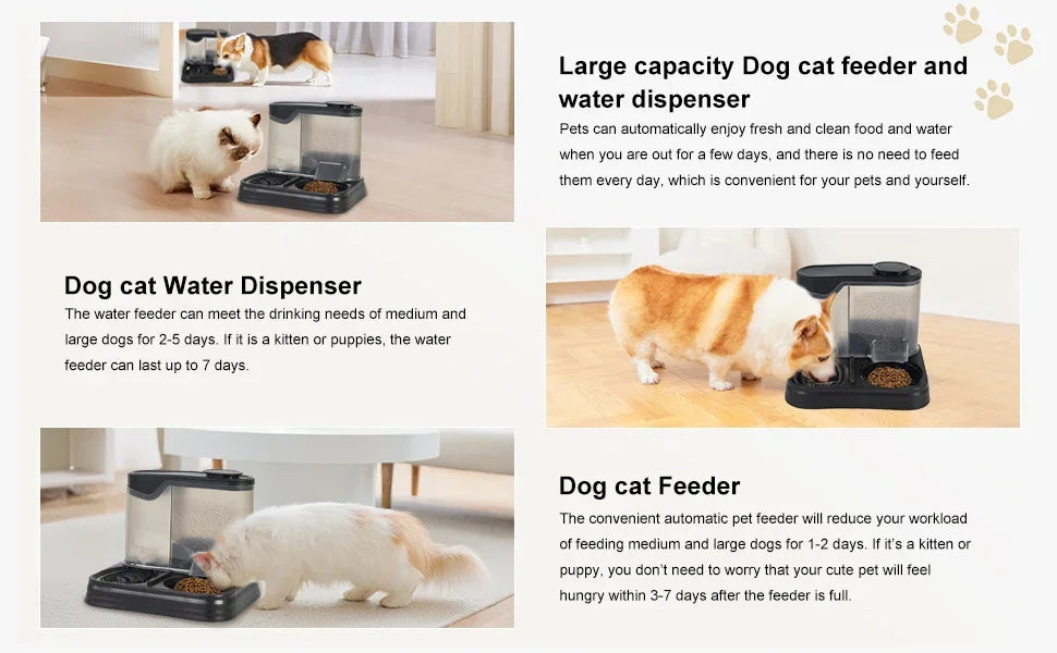 Automatic Cat & Dog Feeder - 2-in-1 Food & Water Dispenser