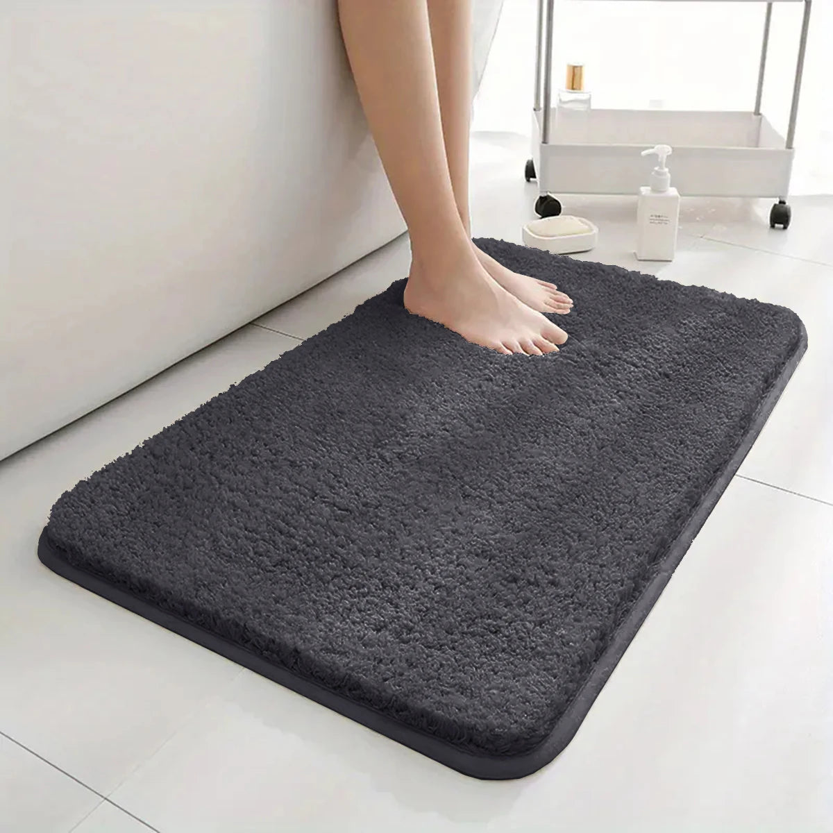 Water Absorbent Long Hair Bath Mat - Anti-Slip Floor Mat