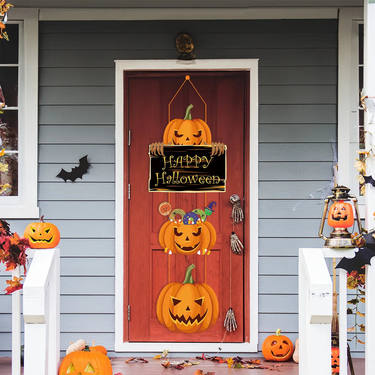 Halloween Hanging Ghost Mask Door Curtain - Haunted House Decor