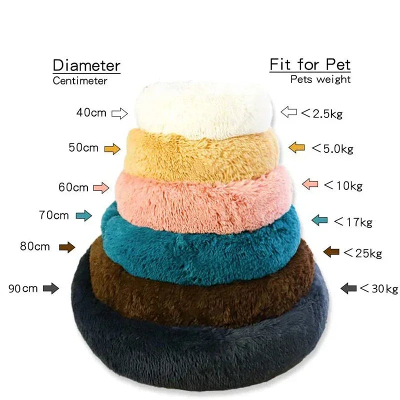 Round Plush Pet Bed - Super Soft for Large Dogs & Cats