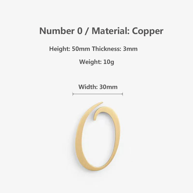 Nordic Retro Brass Address Numbers - Antique Copper House Number Signs
