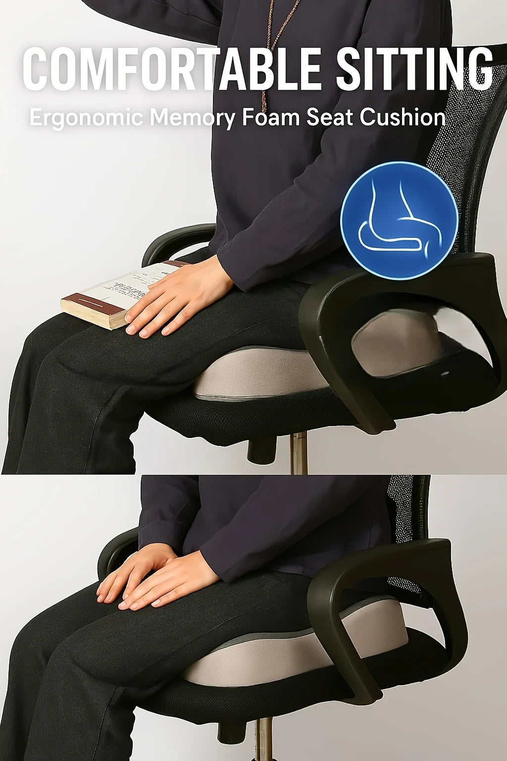 Memory Foam Seat Cushion - 3D Ergonomic Support for Car & Office