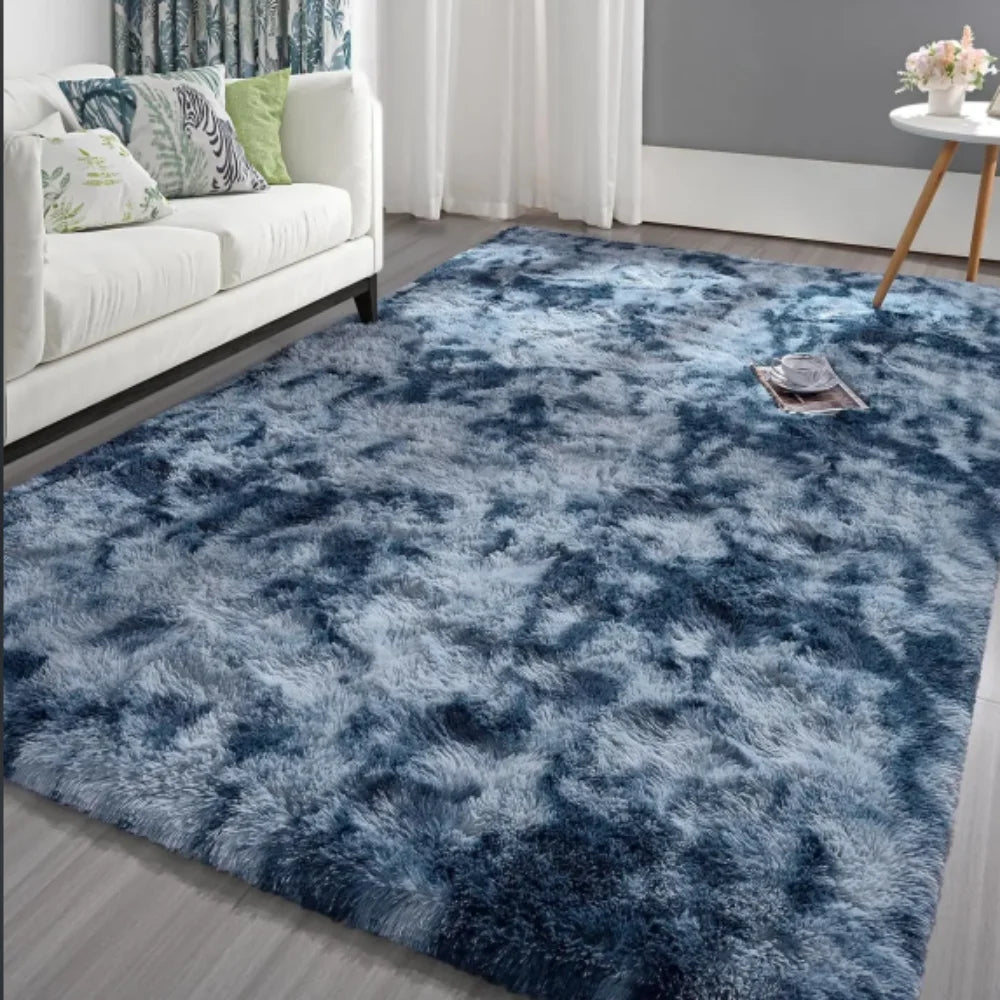 Tie-Dye Fluffy Carpets - Warm Plush Floor Mats for Kids