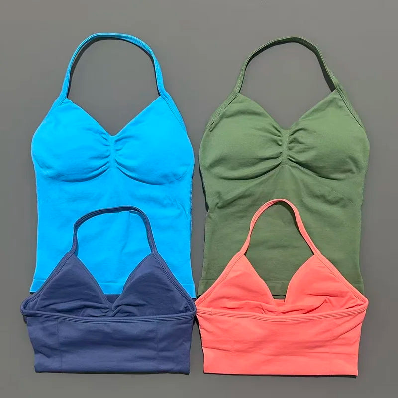 Impact Longline Strappy Sports Bra - Open Back Yoga Tank Top
