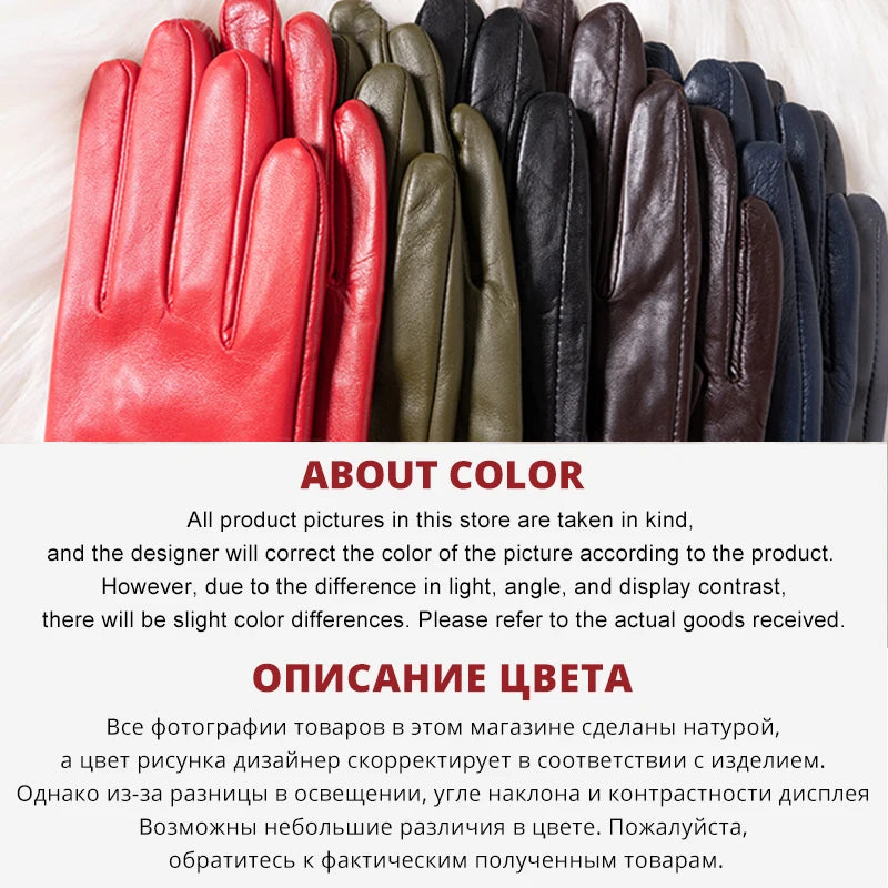 Guantes de cuero de moda para mujer: mitones cálidos de invierno