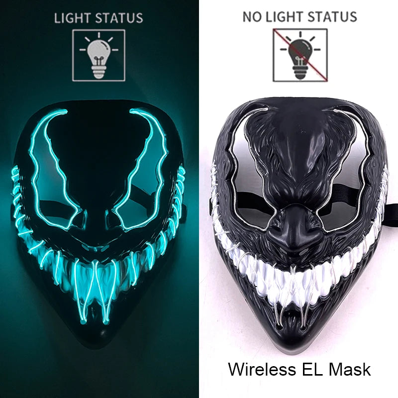 Wireless Neon LED Purge Mask - Glow in Dark Halloween Mask