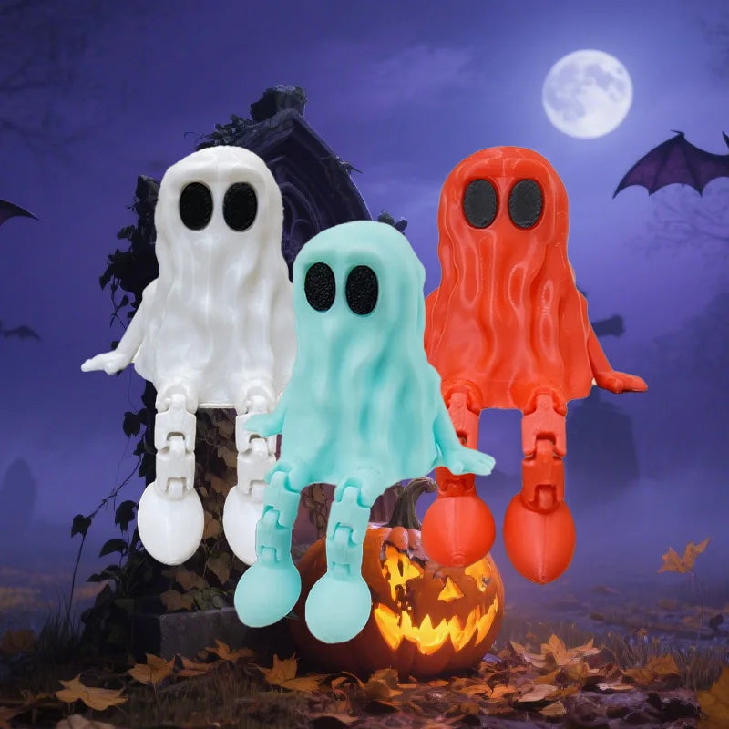 3D Printed Halloween Ghost Ornament - Movable Fidget Toy