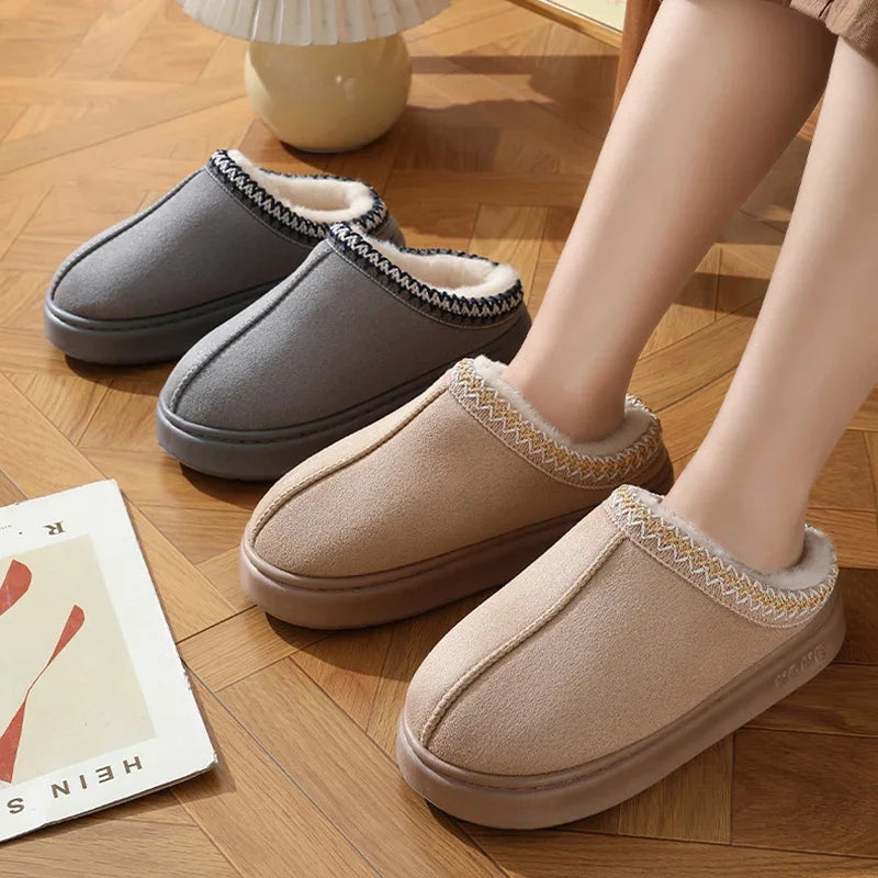 Cozy Fluffy Platform Slippers - Warm Indoor Unisex Shoes