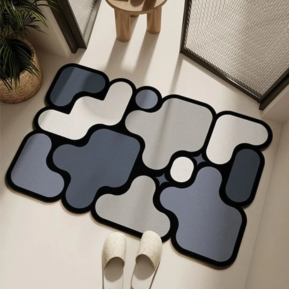 Fast Drying Diatomaceous Earth Bath Mat 40x60cm - Puzzle Design