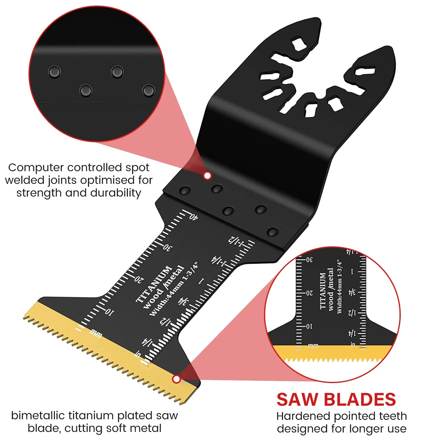 Oscillating Saw Blades - Carbide Tooth Multi-Tool Accessories 5pcs
