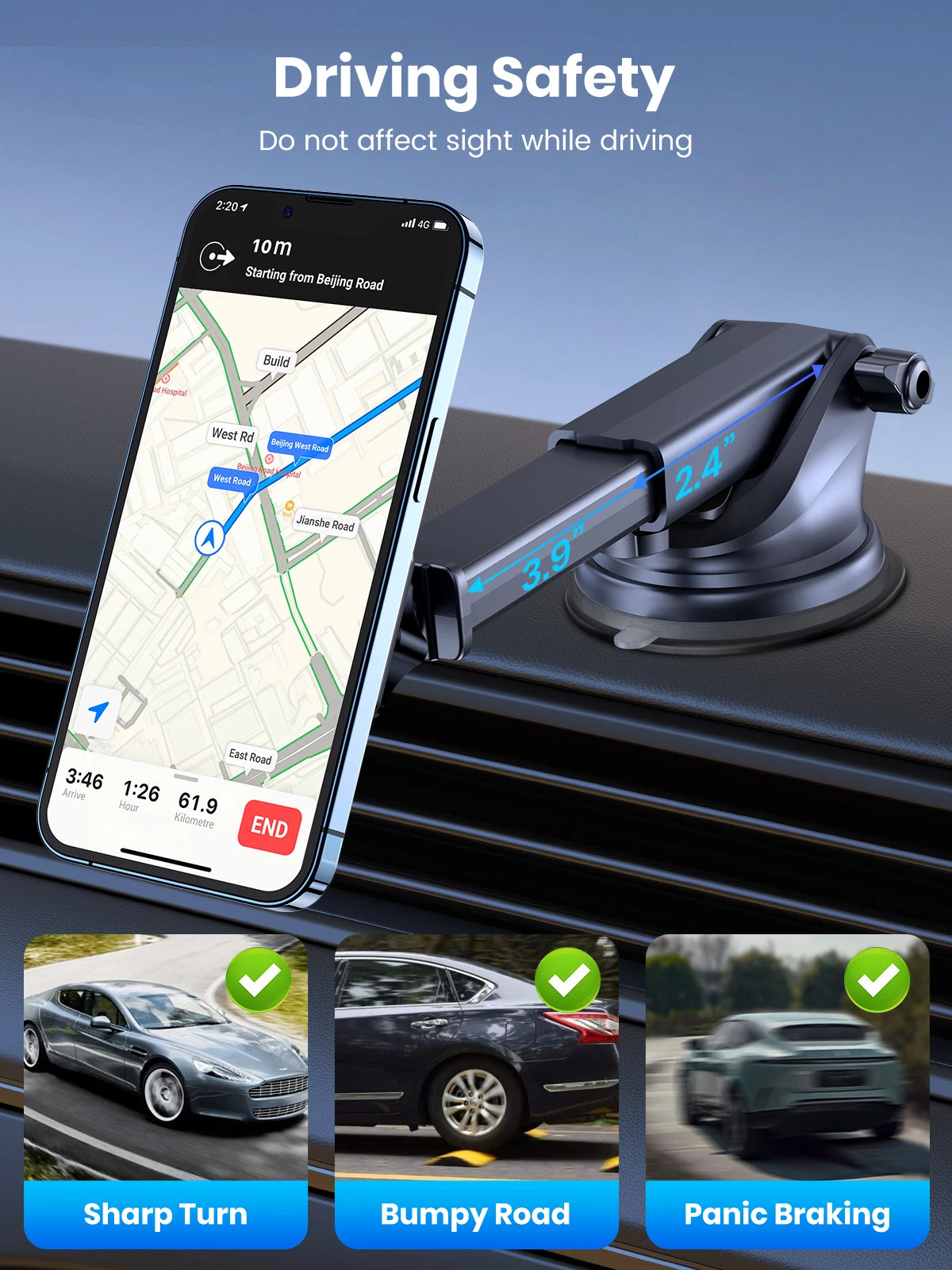 Car Phone Holder - Magnetic Phone Car Mount for Dashboard or Windscreen