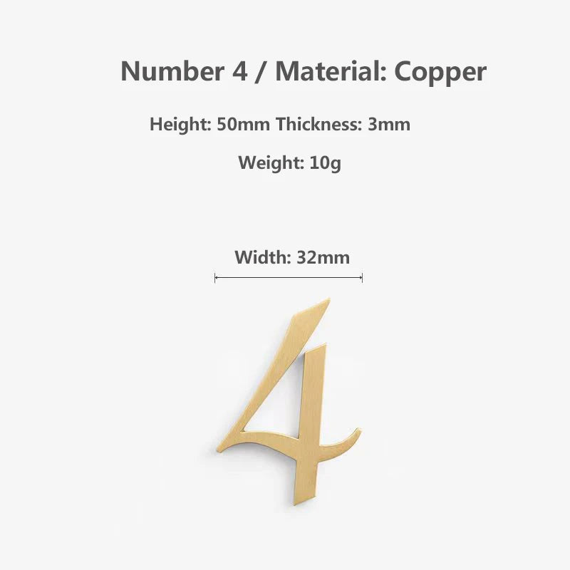Nordic Retro Brass Address Numbers - Antique Copper House Number Signs