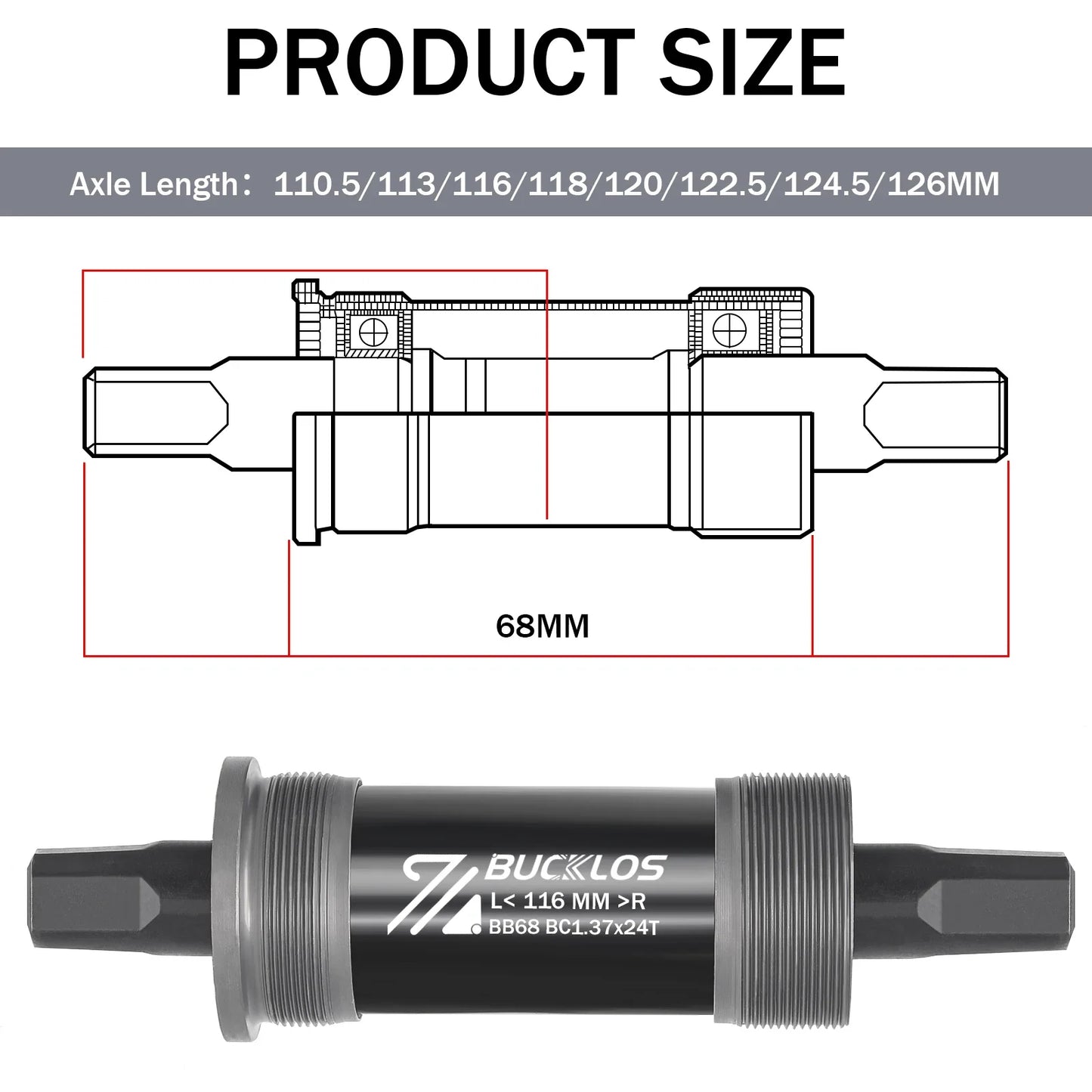 Bike Bottom Bracket - BSA BB68 Sealed Bearing Square Threaded