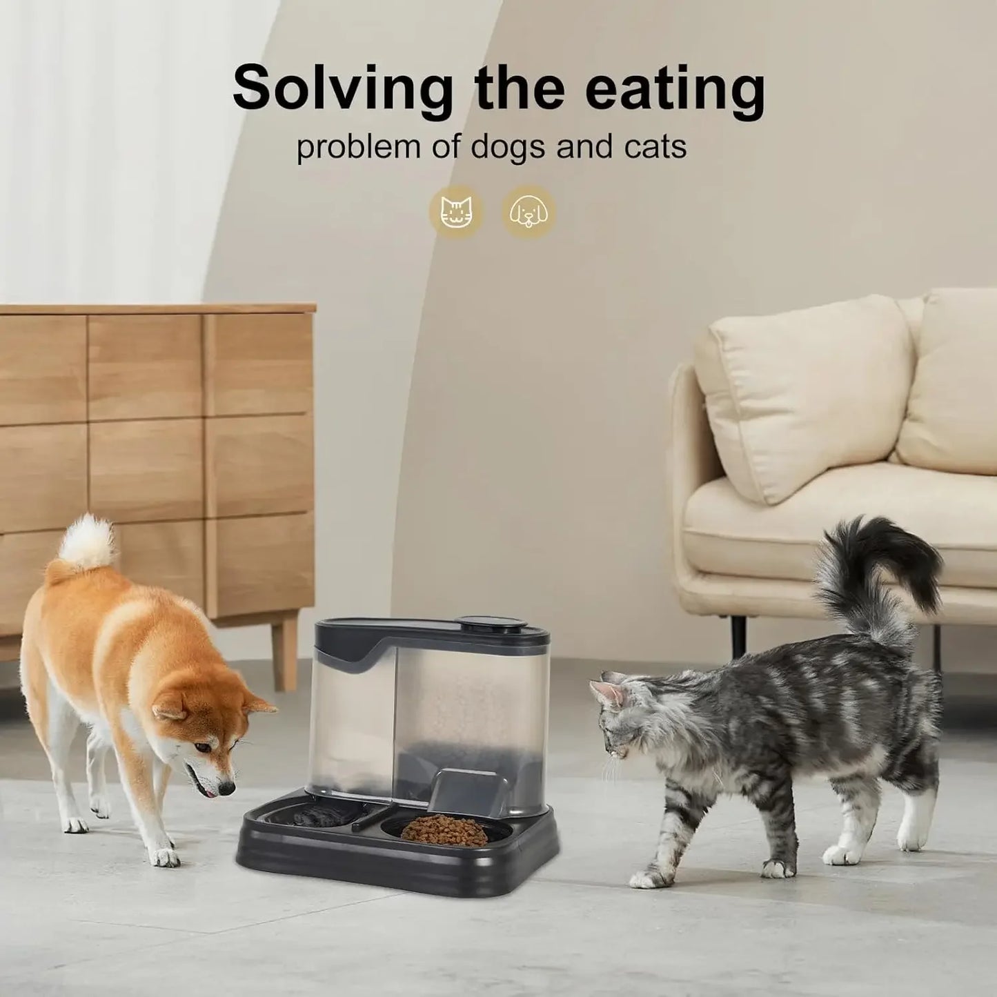 Automatic Cat & Dog Feeder - 2-in-1 Food & Water Dispenser